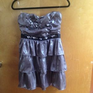 Gorgeous Silver shiny dress‎ with rhinestones